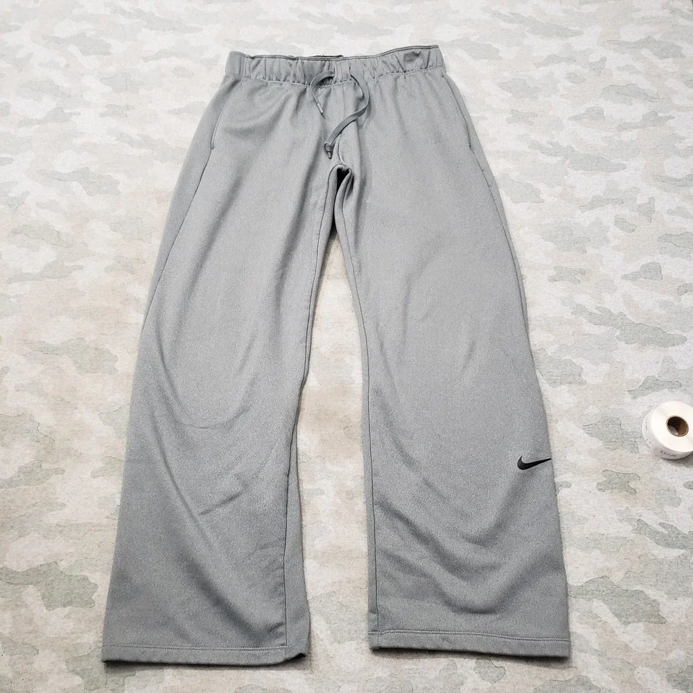 Nike Pants Womens Medium Gray Thermal Training Fleece Pockets Drawstring
